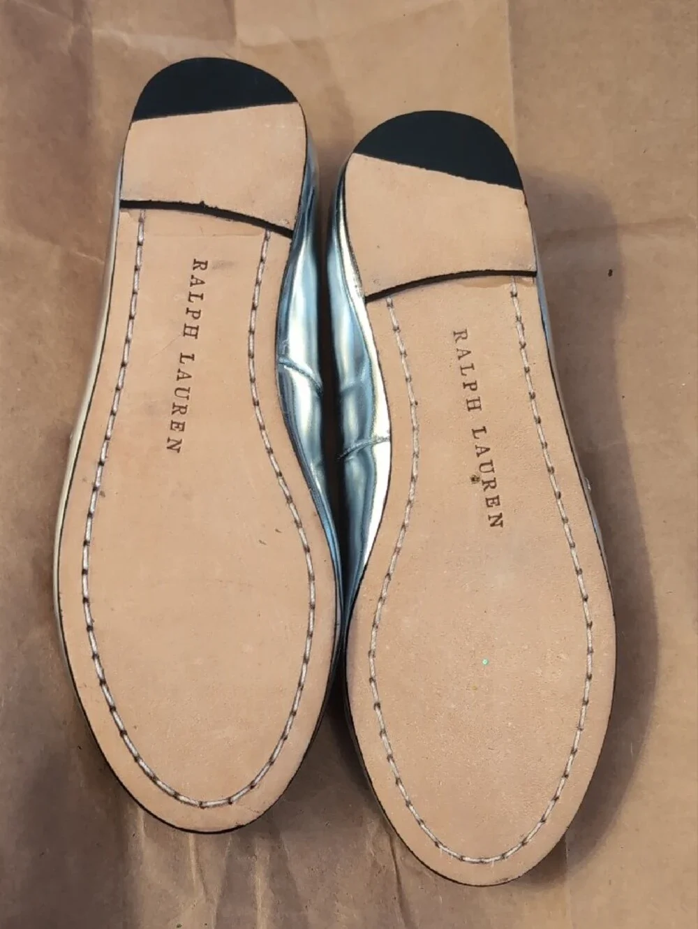 Ralph Lauren Girls' Metallic Silver Mary Jane Flats